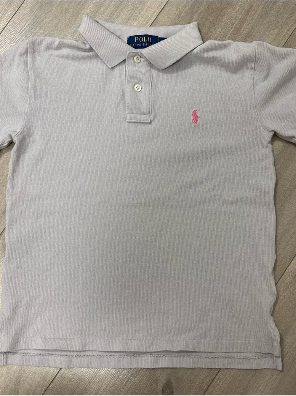 Polo by Ralph Lauren Kids Light Grey Polo Shirt with Pink Logo